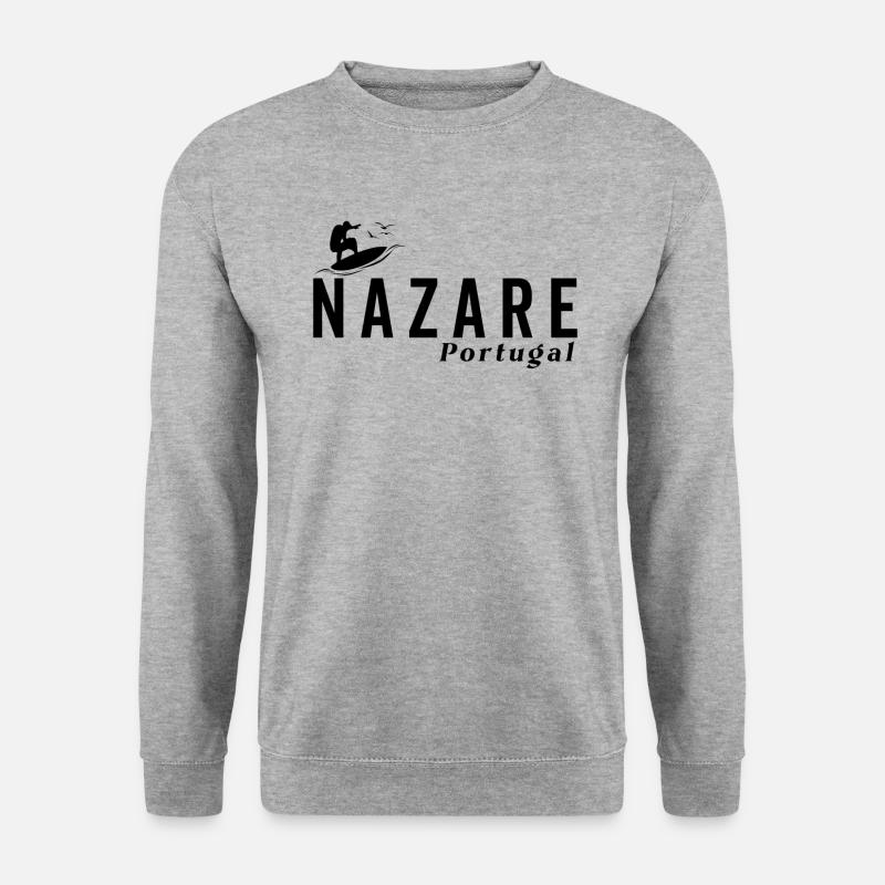 Nazare Surfer Portugal - Unisex Pullover - Weißgrau meliert