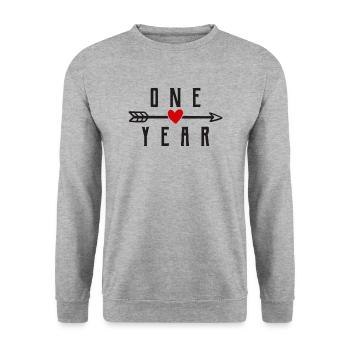 1 Year First Wedding Anniversary Relationship - Unisex Sweatshirt - salt & pepper - Front - Alina (178cm) & Michal (187cm)