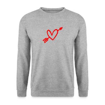 Pfeil und Herz Liebe Valentinstag Amor - Unisex Pullover - Weißgrau meliert - Vorne - Alina (178cm) & Michal (187cm)