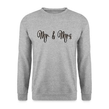 Mr & Mrs Hochzeit Verlobung Heiraten - Unisex Pullover - Weißgrau meliert - Vorne - Alina (178cm) & Michal (187cm)