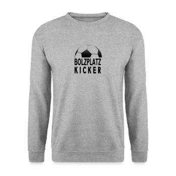 Bolzplatzkicker Ball Fußball Fan Kicker - Unisex Pullover - Weißgrau meliert - Vorne - Alina (178cm) & Michal (187cm)