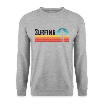 Surfing Surfer Retro Vintage - Unisex Sweatshirt - salt & pepper - Front - Alina (178cm) & Michal (187cm)