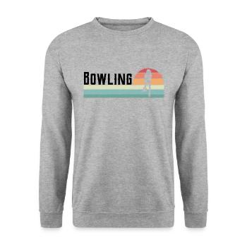 Bowler Bowling Sport Rétro Vintage - Sweat-shirt Unisexe - gris chiné - Devant - Alina (178cm) & Michal (187cm)