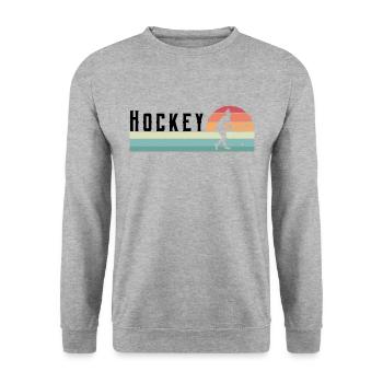 Hockey Frau Sport Retro Vintage - Unisex Pullover - Weißgrau meliert - Vorne - Alina (178cm) & Michal (187cm)