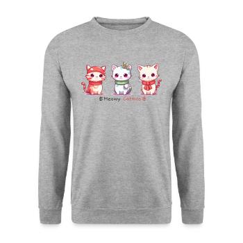 Meowy Catmas Drôles De Chats Noël - Sweat-shirt Unisexe - gris chiné - Devant - Alina (178cm) & Michal (187cm)