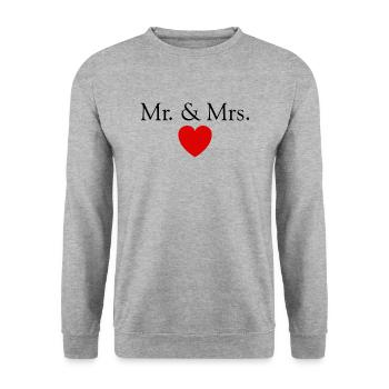 Mr. & Mrs. Heart Wedding Marriage Lovers - Unisex Sweatshirt - salt & pepper - Front - Alina (178cm) & Michal (187cm)