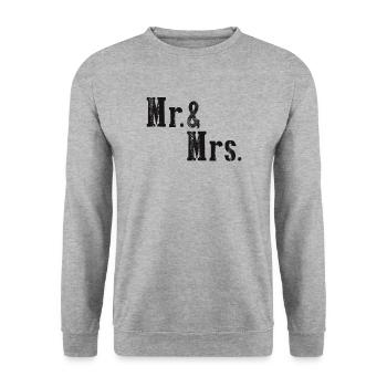 Mr. & Mrs. Wedding Marriage Lovers - Unisex Sweatshirt - salt & pepper - Front - Alina (178cm) & Michal (187cm)
