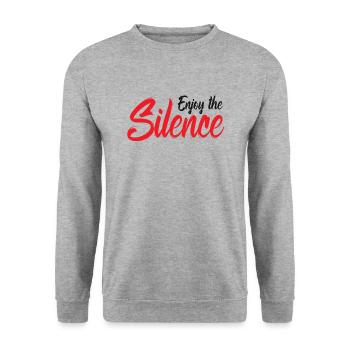 Enjoy the Silence Genieße die Stille - Unisex Pullover - Weißgrau meliert - Vorne - Alina (178cm) & Michal (187cm)