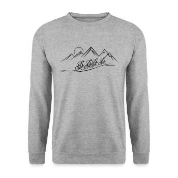 Bicycle Tour Mountains Bicycle Nature Excursion - Unisex Sweatshirt - salt & pepper - Front - Alina (178cm) & Michal (187cm)
