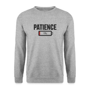 Batterie Akku Patience Geduld Arbeit Stress - Unisex Pullover - Weißgrau meliert - Vorne - Alina (178cm) & Michal (187cm)