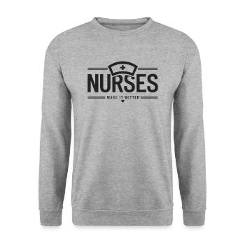 Nurses Nurse Physician Assistant Saying Quote - Unisex Sweatshirt - salt & pepper - Front - Alina (178cm) & Michal (187cm)