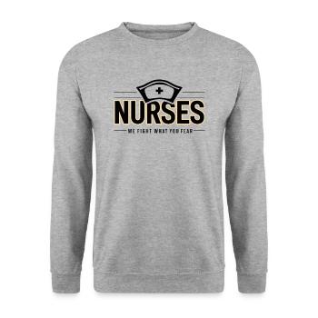Nurses Nurse Physician Assistant Doctor Medicine - Unisex Sweatshirt - salt & pepper - Front - Alina (178cm) & Michal (187cm)