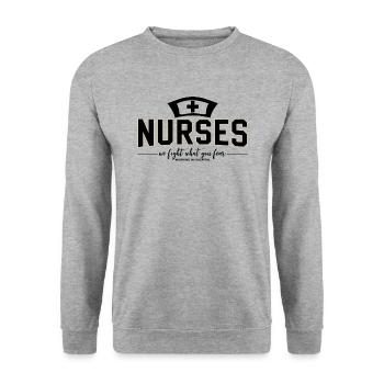 Nurses Nurse Physician Assistant Doctor Medicine - Unisex Sweatshirt - salt & pepper - Front - Alina (178cm) & Michal (187cm)
