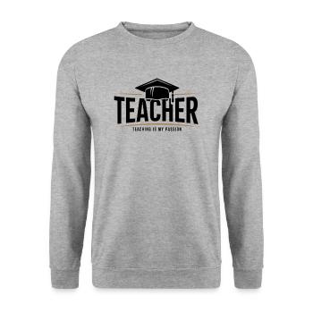 Teacher Teacher Pupil School Profession - Unisex Sweatshirt - salt & pepper - Front - Alina (178cm) & Michal (187cm)