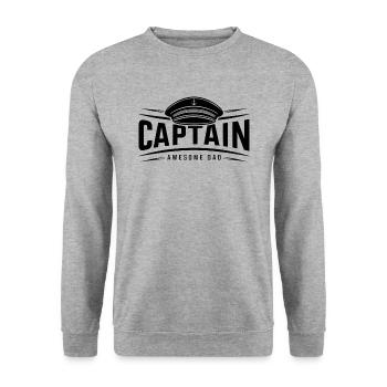 Capitaine Capitaine - Papa génial - Drôle de dicton - Sweat-shirt Unisexe - gris chiné - Devant - Alina (178cm) & Michal (187cm)