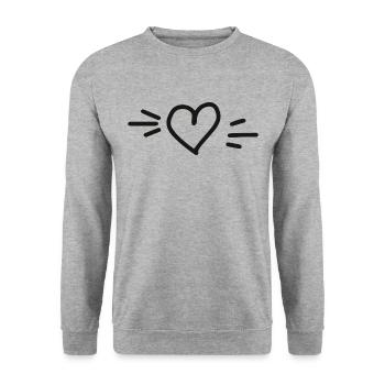 Herz gezeichnet - Unisex Pullover - Weißgrau meliert - Vorne - Alina (178cm) & Michal (187cm)