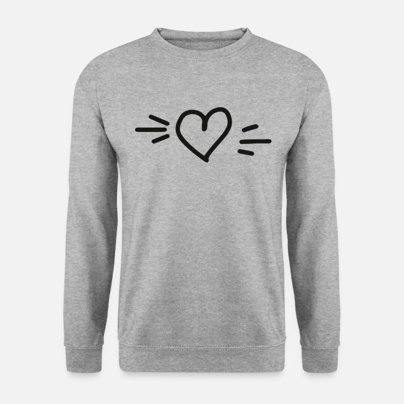 Herz gezeichnet - Unisex Pullover - Weißgrau meliert