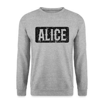 Alice Motto Saying Woman First Name - Unisex Sweatshirt - salt & pepper - Front - Alina (178cm) & Michal (187cm)