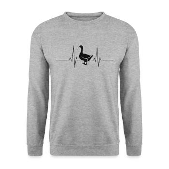 Goose Geese Heartbeat Heart Rate Heartline - Unisex Sweatshirt - salt & pepper - Front - Alina (178cm) & Michal (187cm)