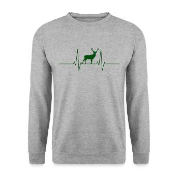 Deer Heartbeat Heart Rate Heartline - Unisex Sweatshirt - salt & pepper - Front - Alina (178cm) & Michal (187cm)