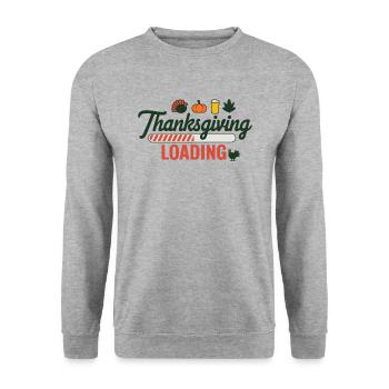 Thanksgiving Loading Erntedankfest Ladebalken - Unisex Pullover - Weißgrau meliert - Vorne - Alina (178cm) & Michal (187cm)
