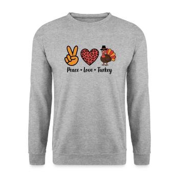 Thanksgiving Paix Amour Turquie - Sweat-shirt Unisexe - gris chiné - Devant - Alina (178cm) & Michal (187cm)