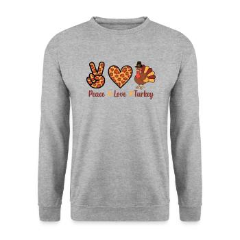 Thanksgiving Paix Amour Turquie - Sweat-shirt Unisexe - gris chiné - Devant - Alina (178cm) & Michal (187cm)