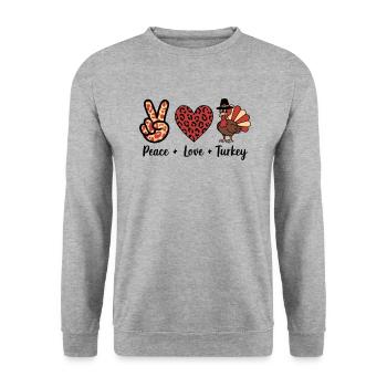 Thanksgiving Paix Amour Turquie - Sweat-shirt Unisexe - gris chiné - Devant - Alina (178cm) & Michal (187cm)