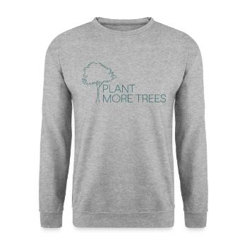 Pflanzt mehr Bäume - Naturschutz Spruch - Unisex Pullover - Weißgrau meliert - Vorne - Alina (178cm) & Michal (187cm)