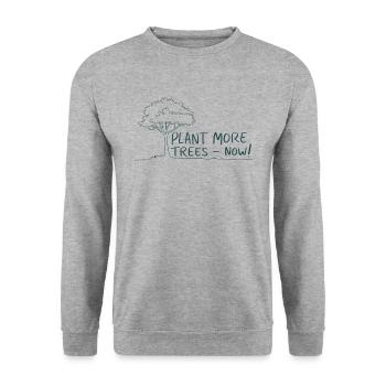 Pflanzt mehr Bäume Jetzt - Naturschutz Spruch - Unisex Pullover - Weißgrau meliert - Vorne - Alina (178cm) & Michal (187cm)