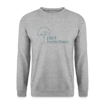 Pflanzt mehr Bäume - Naturschutz Spruch - Unisex Pullover - Weißgrau meliert - Vorne - Alina (178cm) & Michal (187cm)