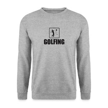 Golfing Golf Spruch Golfspieler - Unisex Pullover - Weißgrau meliert - Vorne - Alina (178cm) & Michal (187cm)
