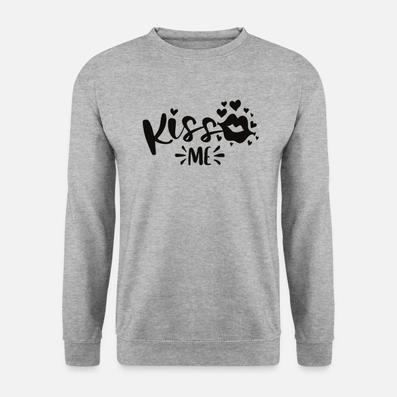 Embrasse-moi Saint-Valentin Embrasser les lèvres - Sweat-shirt Unisexe - gris chiné