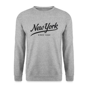 New York Big Apple Since 1664 - Unisex Pullover - Weißgrau meliert - Vorne - Alina (178cm) & Michal (187cm)