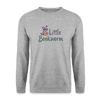 Little Bookworm - Lesewurm Bücherwurm - Unisex Pullover - Weißgrau meliert - Vorne - Alina (178cm) & Michal (187cm)