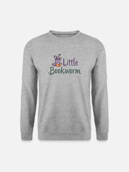 Little Bookworm - Lesewurm Bücherwurm - Unisex Pullover - Weißgrau meliert