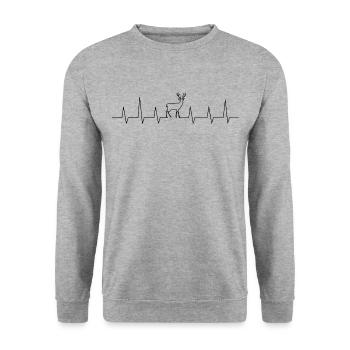 Cerf coeur ligne palpitations pouls cadeau animaux - Sweat-shirt Unisexe - gris chiné - Devant - Alina (178cm) & Michal (187cm)
