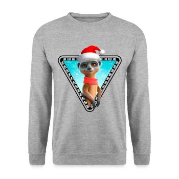 Erdmännchen X-Mas Meerkat Weihnachten - Unisex Pullover - Weißgrau meliert - Vorne - Alina (178cm) & Michal (187cm)