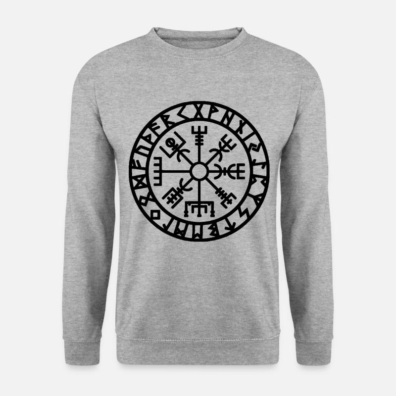 Wikinger Rune Vegvisir Der Runenkompass - Unisex Pullover - Weißgrau meliert