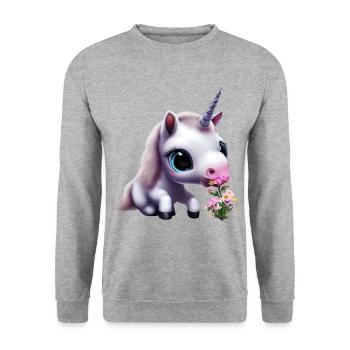 Joli bouquet d’odeurs de licorne - Sweat-shirt Unisexe - gris chiné - Devant - Alina (178cm) & Michal (187cm)