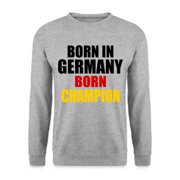 born in germany born champion - Allemagne - Sweat-shirt Unisexe - gris chiné - Devant - Alina (178cm) & Michal (187cm)