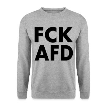 Fck afd - Unisex Pullover - Weißgrau meliert - Vorne - Alina (178cm) & Michal (187cm)