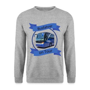 Busfahrer on Tour - Unisex Pullover - Weißgrau meliert - Vorne - Alina (178cm) & Michal (187cm)