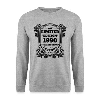 1990 - Unisex Pullover - Weißgrau meliert - Vorne - Alina (178cm) & Michal (187cm)
