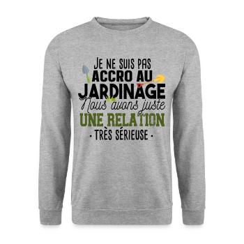 Jardinage Jardinier Retraité Jardin Potager Humour - Sweat-shirt Unisexe - gris chiné - Devant - Alina (178cm) & Michal (187cm)