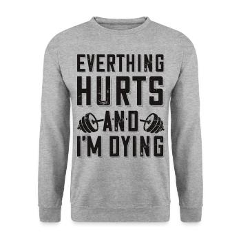 Bodybuilder disant que tout me fait mal barbell - Sweat-shirt Unisexe - gris chiné - Devant - Alina (178cm) & Michal (187cm)