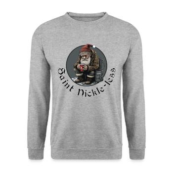 St. Nickel-weniger - Unisex Pullover - Weißgrau meliert - Vorne - Alina (178cm) & Michal (187cm)