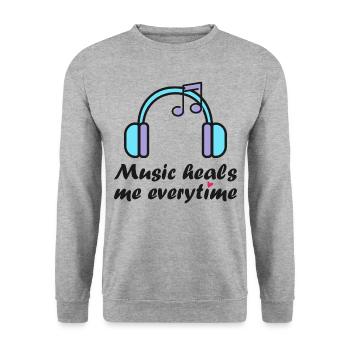 La musique me guérit à chaque fois - Sweat-shirt Unisexe - gris chiné - Devant - Alina (178cm) & Michal (187cm)