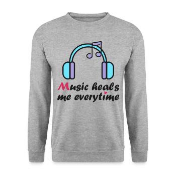 La musique me guérit à chaque fois - Sweat-shirt Unisexe - gris chiné - Devant - Alina (178cm) & Michal (187cm)