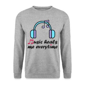 La musique me guérit à chaque fois - Sweat-shirt Unisexe - gris chiné - Devant - Alina (178cm) & Michal (187cm)